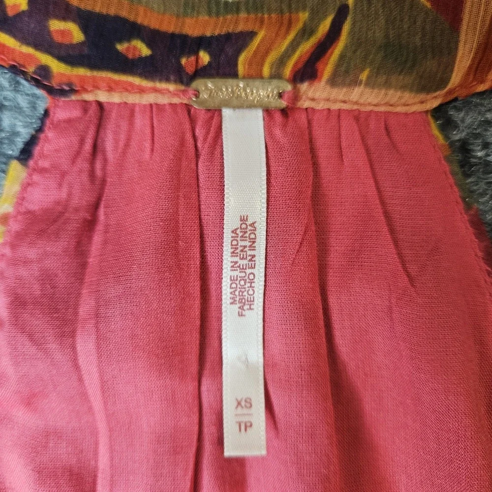 Free People Strawberry Racerback Tank Top Flowy Chiffon Size‎ XS Sheer Boho